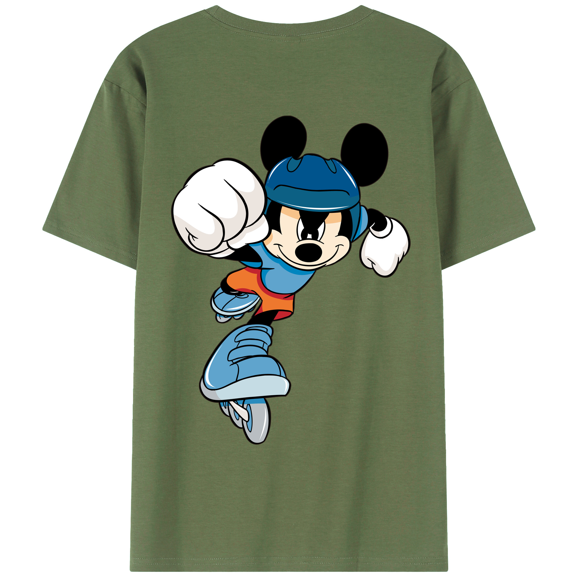 ミッキーマウス Mickey Mouse 綿100％ メンズ半袖Tシャツ（バックプリント） 通気性